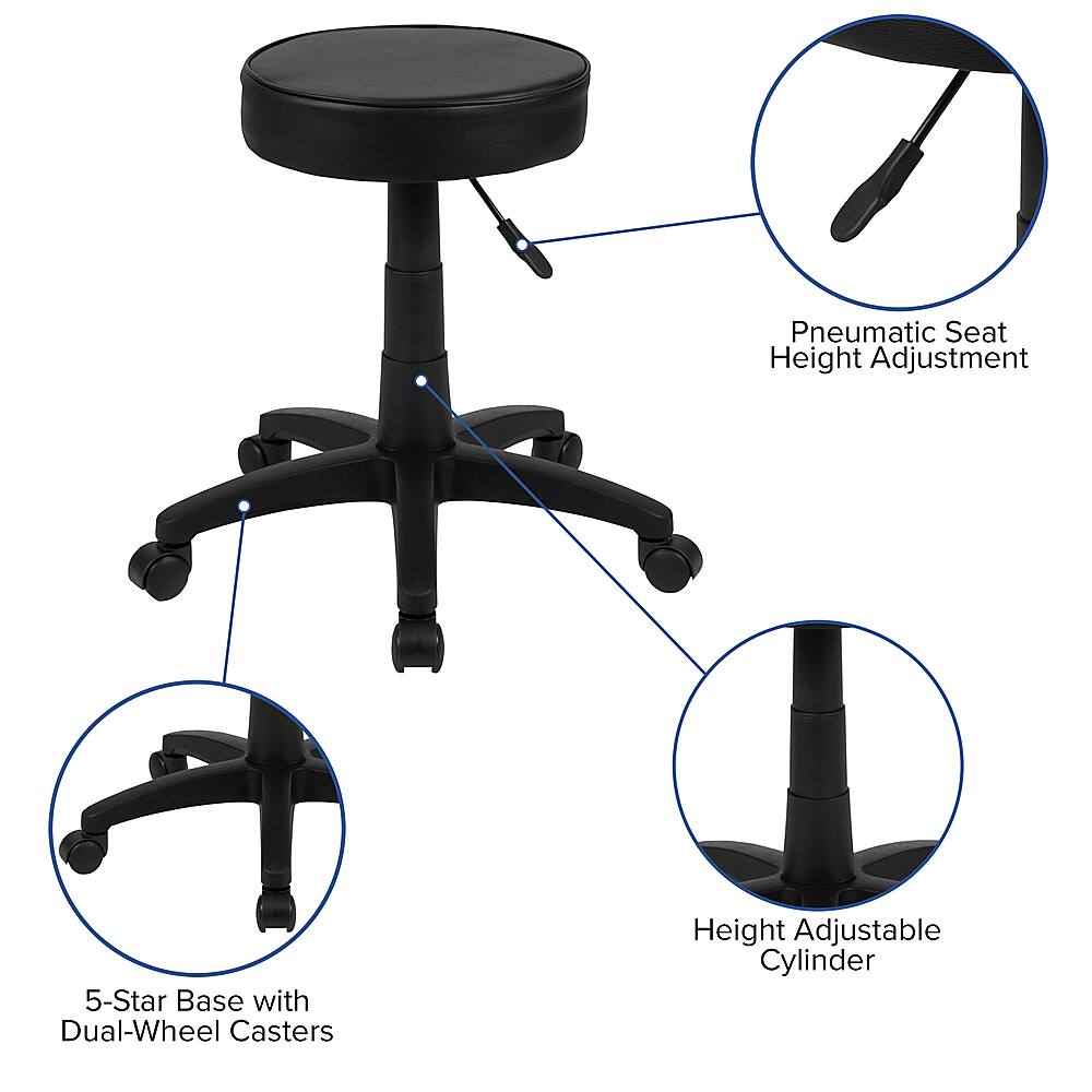 Alt View 38. Alamont Home - Baker Contemporary Leather/Faux Leather Medical Stool - Black.