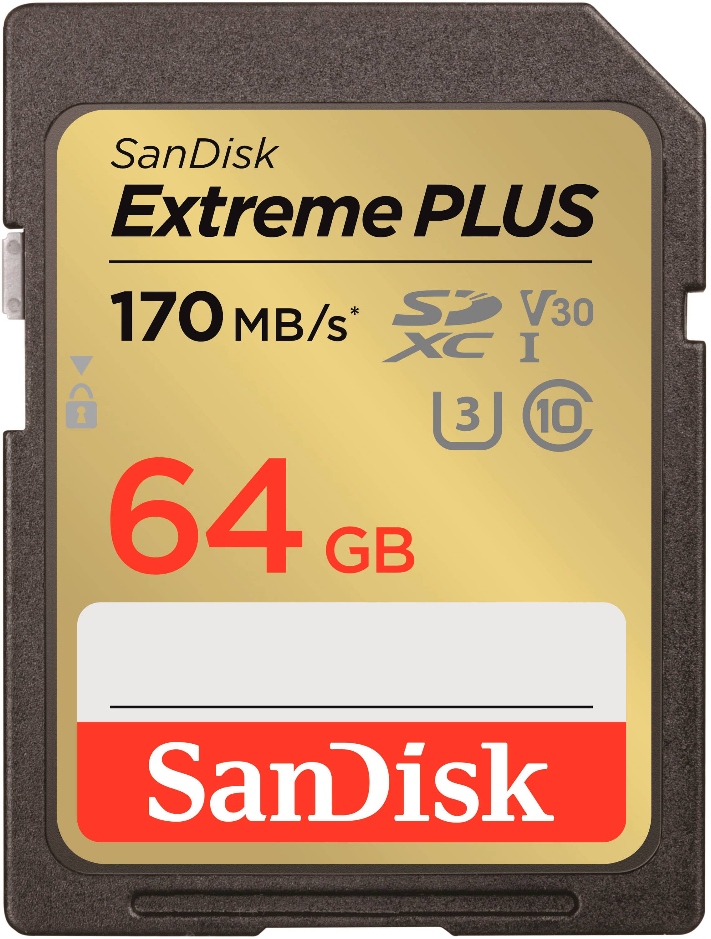 SanDisk - Extreme PLUS 64GB SDXC UHS-I Memory Card - Front_Zoom