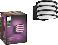 Front. Philips - Hue White and Color Ambiance Lucca Wall Light - Black.