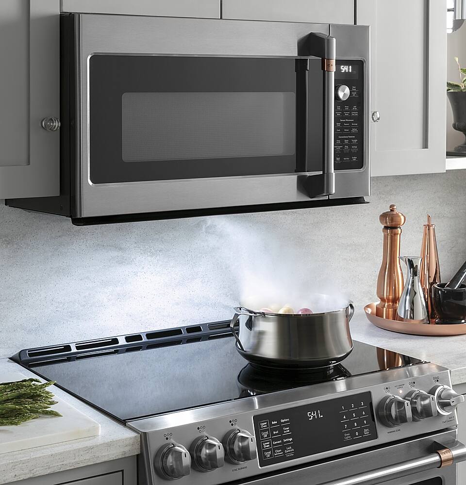 Alt View 1. Café - 1.7 Cu. Ft. Convection Over-the-Range Microwave with Air Fry - Stainless Steel.
