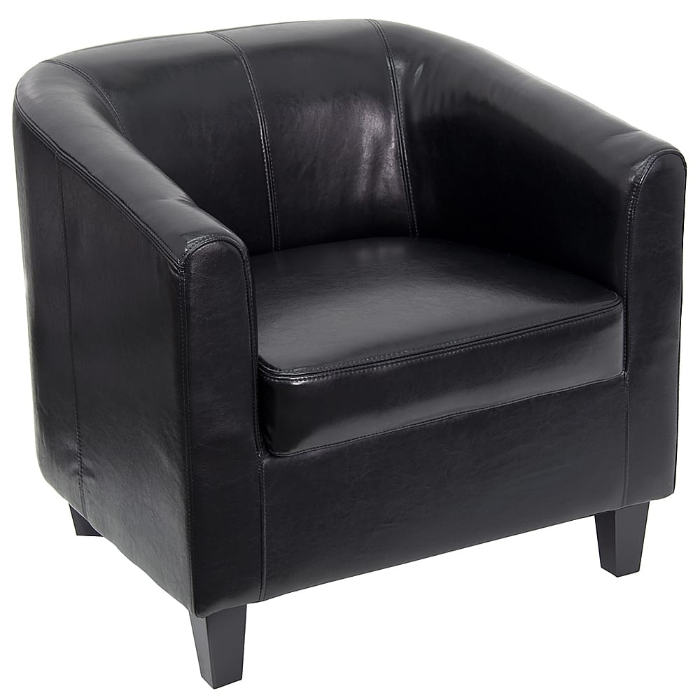 Alamont Home - Katie Transitional Leather/Faux Leather Reception Chair - Black - Front_Zoom