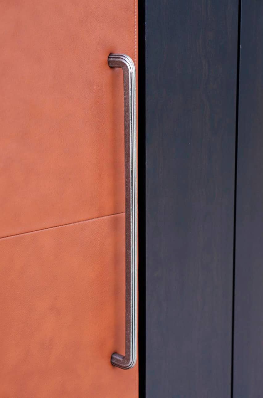 Front. JennAir - Leather Refrigerator Panel - Gray.