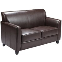 Flash Furniture - HERCULES Diplomat Contemporary 2-Seat Leather/Faux Leather Loveseat - Brown - Front_Zoom