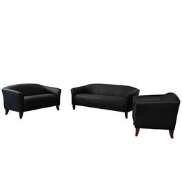 Alamont Home - HERCULES Imperial Contemporary 5-Seat Leather/Faux Leather Reception Sofas (5-Piece Set) - Black