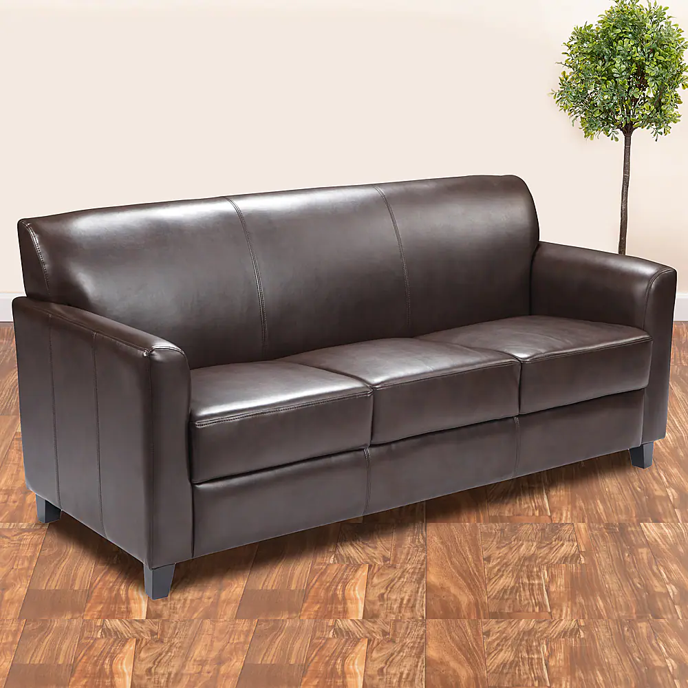 Alt View 1. Alamont Home - Hercules Diplomat Contemporary 3-seat Leather/Faux Leather Reception Sofa - Brown.