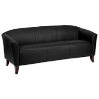 Flash Furniture - Hercules Imperial Contemporary 3-seat Leather/Faux Leather Reception Sofa - Black - Front_Zoom