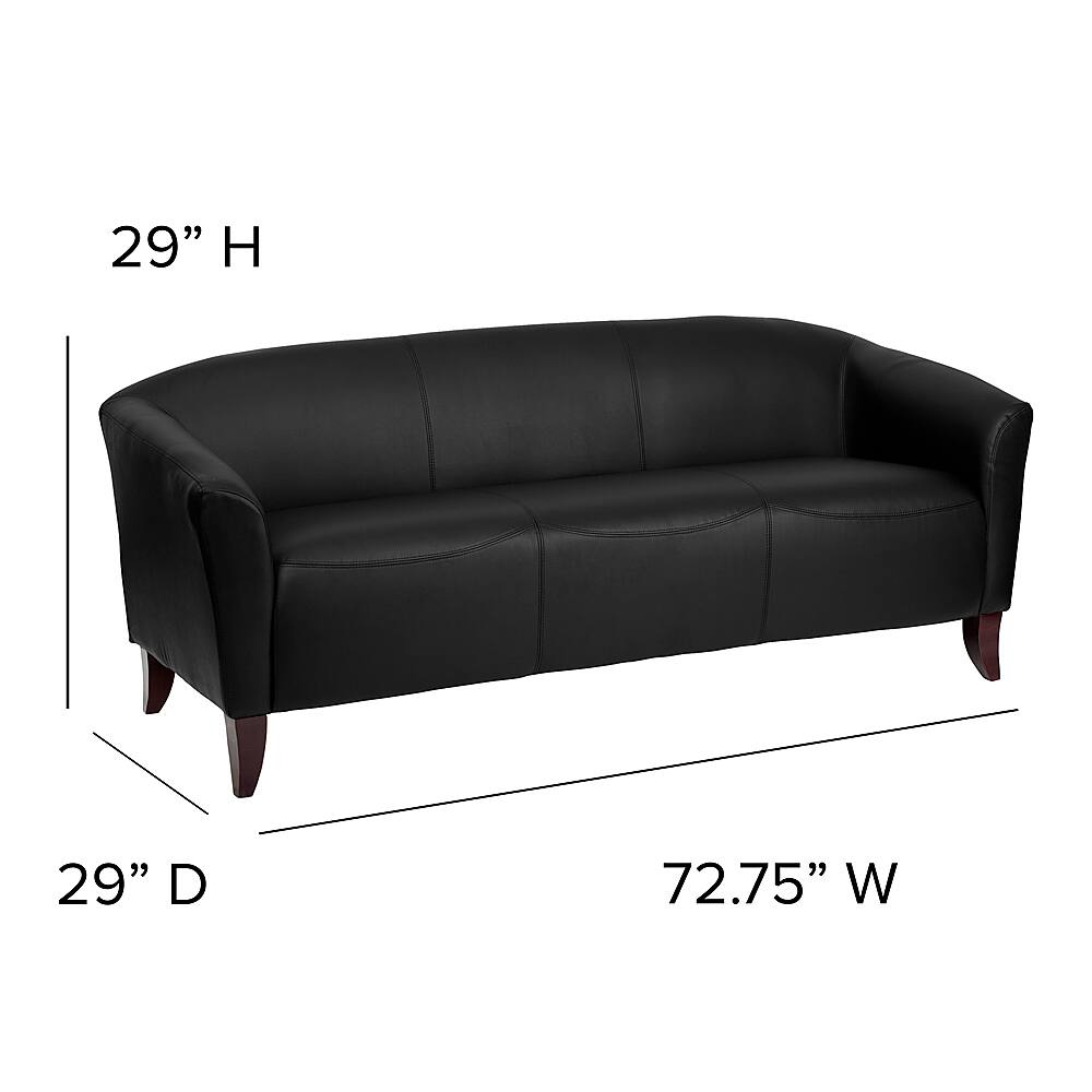 Alt View 2. Alamont Home - Hercules Imperial Contemporary 3-seat Leather/Faux Leather Reception Sofa - Black.