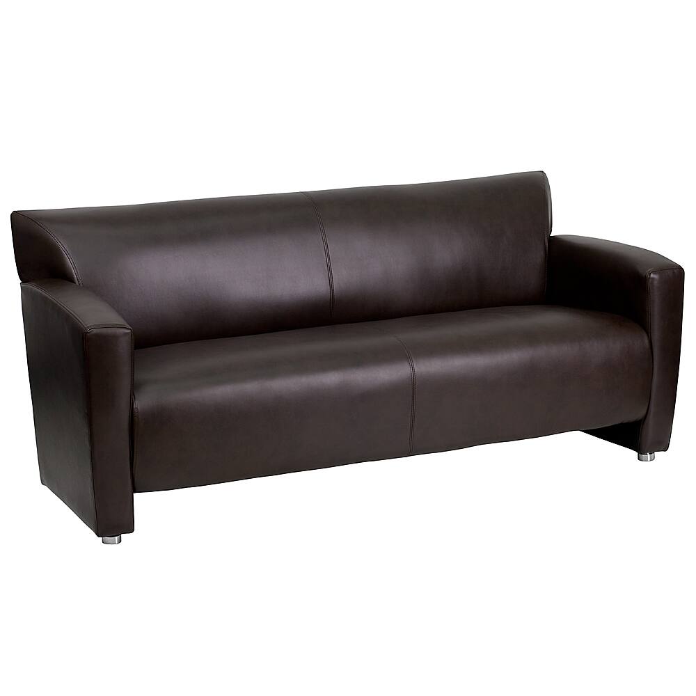 Alamont Home - Hercules Majesty Contemporary 3-seat Leather/Faux Leather Reception Sofa - Brown - Front_Zoom