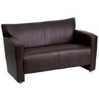Flash Furniture - Hercules Majesty Contemporary 2-seat Leather/Faux Leather Reception Loveseat - Brown - Front_Zoom