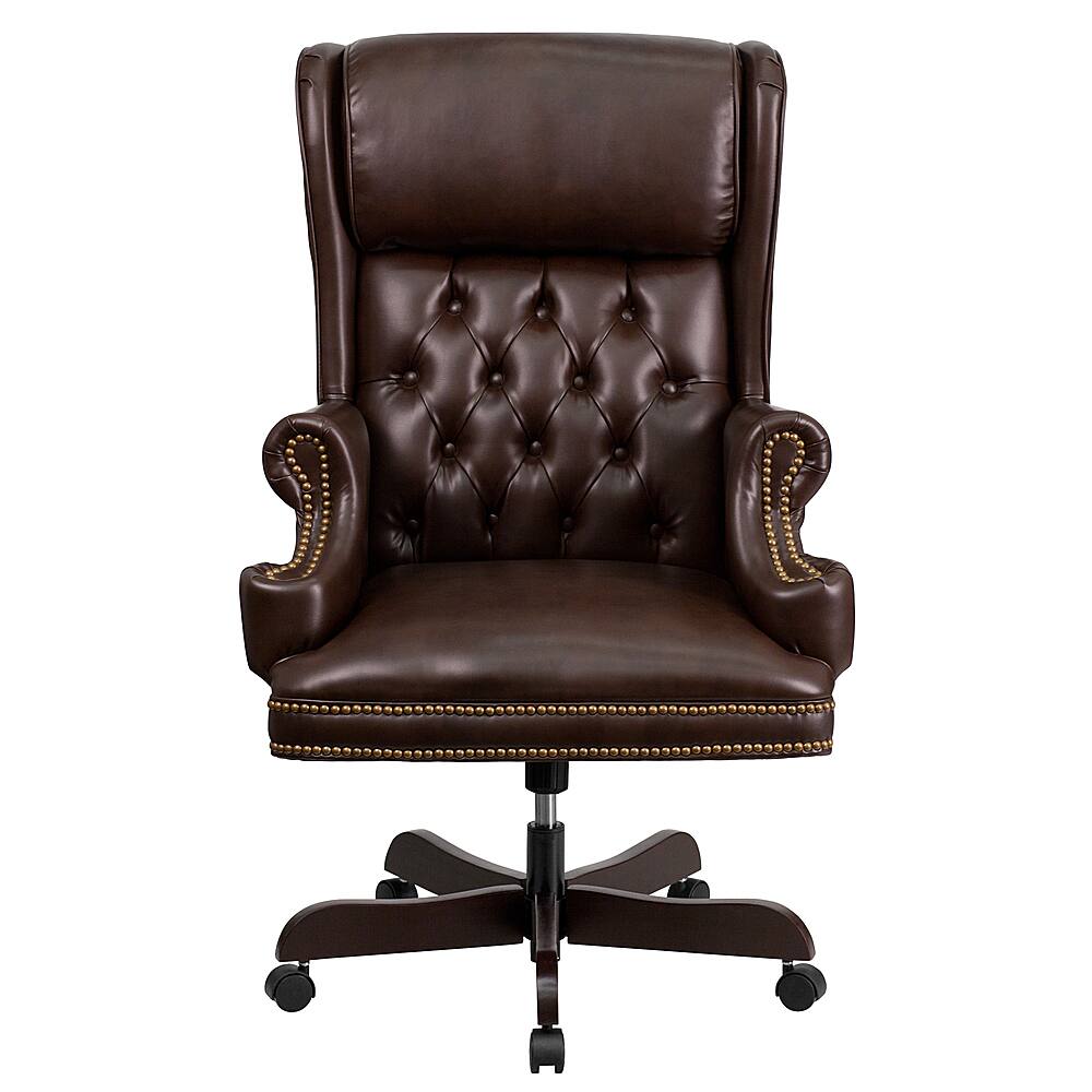 Alt View 11. Alamont Home - Ainslie Traditional Leather/Faux Leather Executive Swivel Office Chair - Brown.