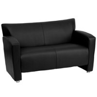 Flash Furniture - Hercules Majesty Contemporary 2-seat Leather/Faux Leather Reception Loveseat - Black - Front_Zoom