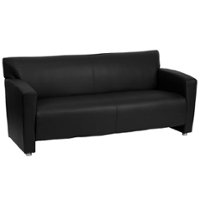 Flash Furniture - Hercules Majesty Contemporary 3-seat Leather/Faux Leather Reception Sofa - Black - Front_Zoom