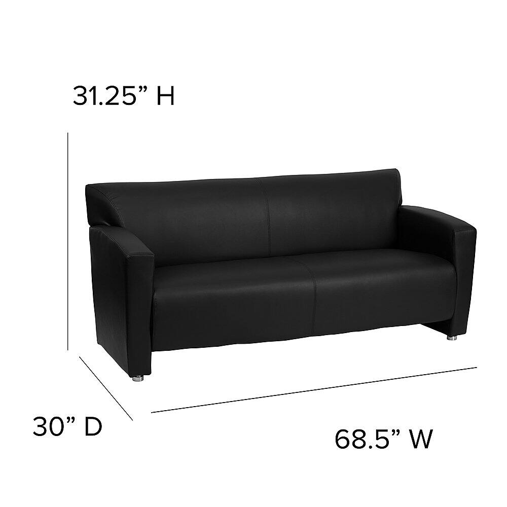 Alt View 2. Alamont Home - Hercules Majesty Contemporary 3-seat Leather/Faux Leather Reception Sofa - Black.