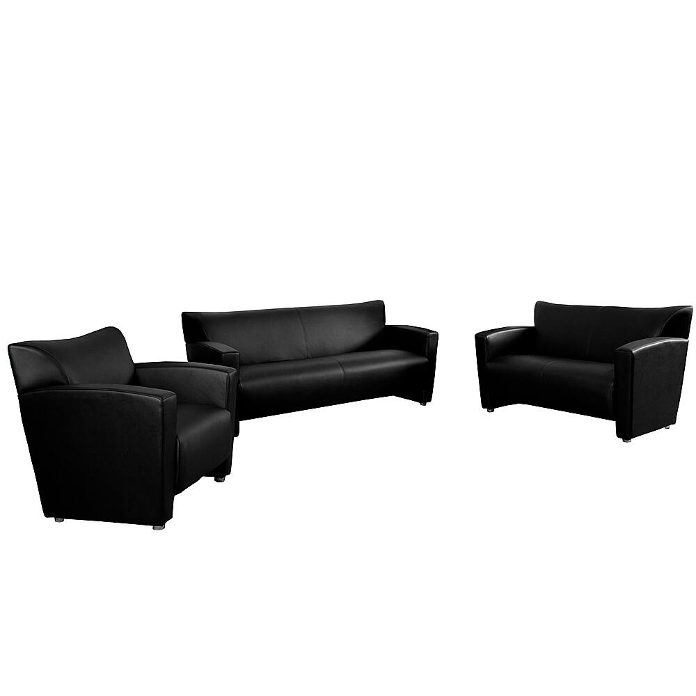 Front. Alamont Home - HERCULES Majesty Contemporary 5-Seat Leather/Faux Leather Reception Sofas (5-Piece Set) - Black.
