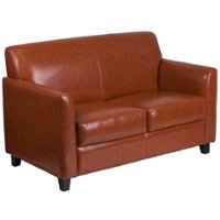 Flash Furniture - HERCULES Diplomat Contemporary 2-Seat Leather/Faux Leather Loveseat - Cognac - Front_Zoom
