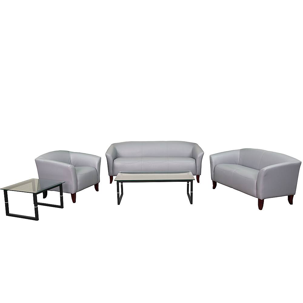 Front. Alamont Home - HERCULES Imperial Contemporary 5-Seat Leather/Faux Leather Reception Sofas (5-Piece Set) - Gray.