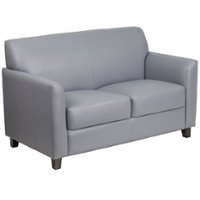 Flash Furniture - HERCULES Diplomat Contemporary 2-Seat Leather/Faux Leather Loveseat - Gray - Front_Zoom