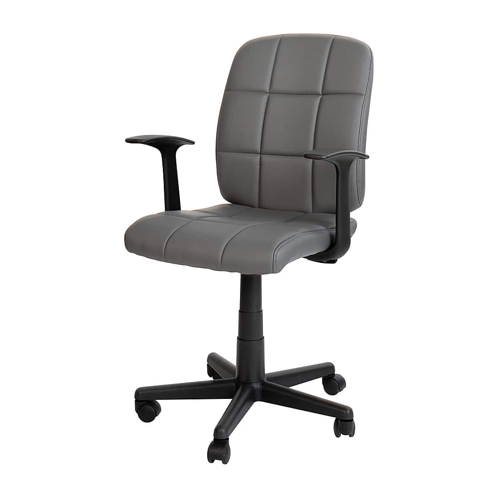 Alamont Home - Clayton Modern Vinyl Swivel Office Chair with Arms - Gray - Front_Zoom