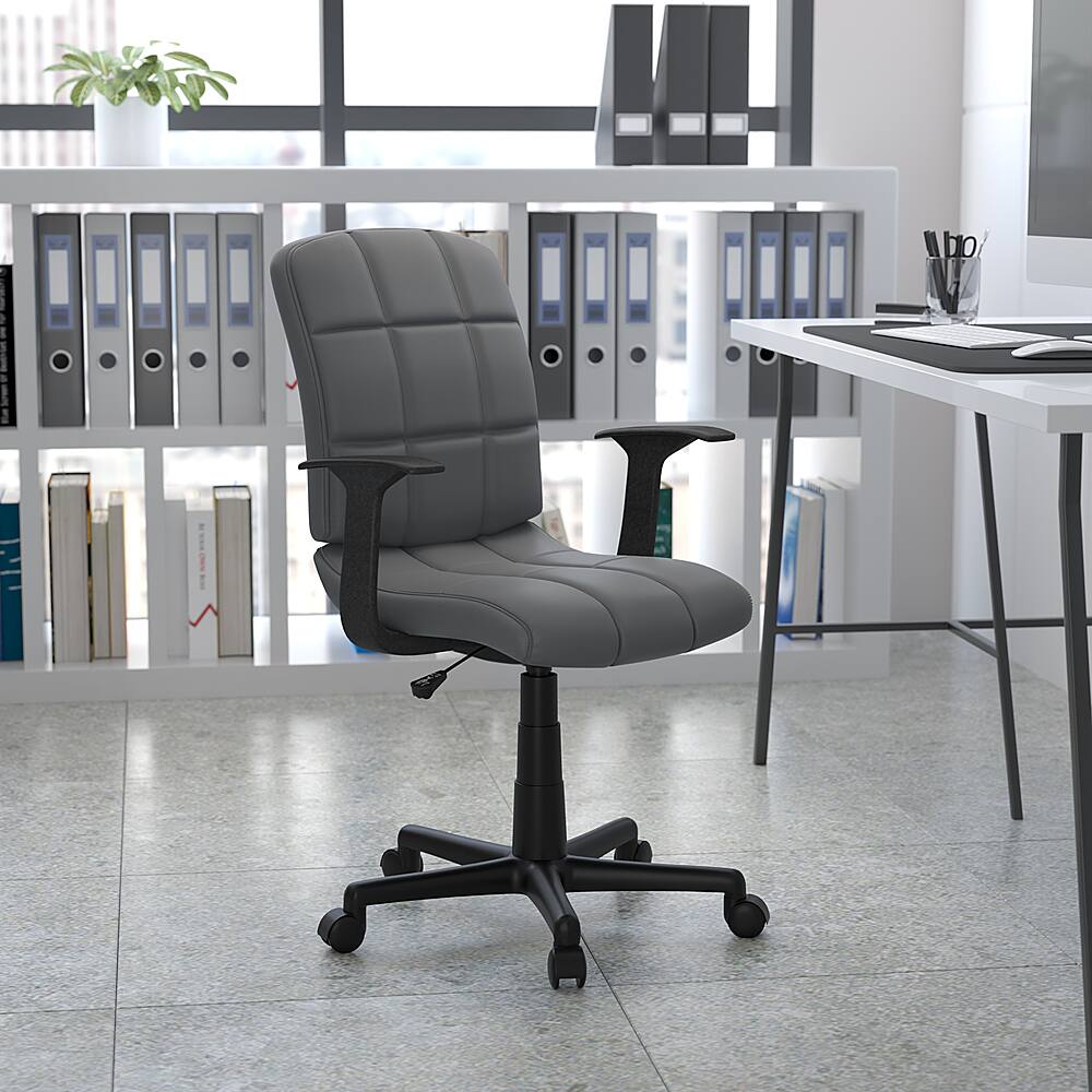 Alt View 12. Alamont Home - Clayton Modern Vinyl Swivel Office Chair with Arms - Gray.