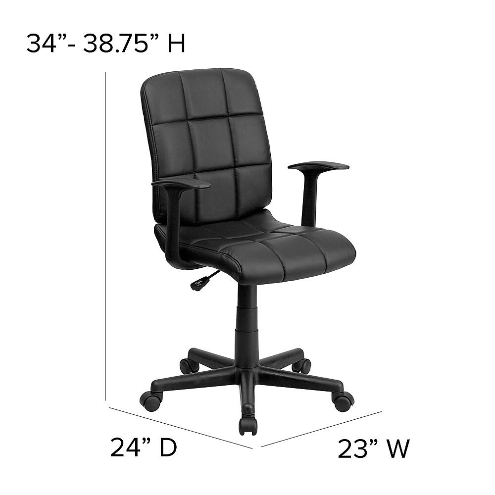 Alt View 13. Alamont Home - Clayton Modern Vinyl Swivel Office Chair with Arms - Black.