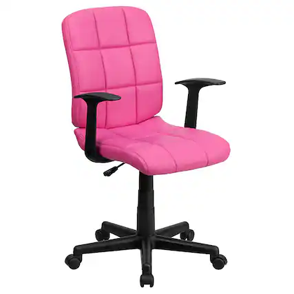 Front. Alamont Home - Clayton Modern Vinyl Swivel Office Chair with Arms - Pink.
