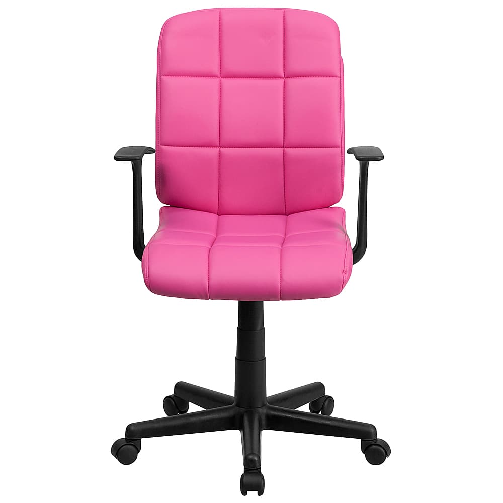 Alt View 11. Alamont Home - Clayton Modern Vinyl Swivel Office Chair with Arms - Pink.