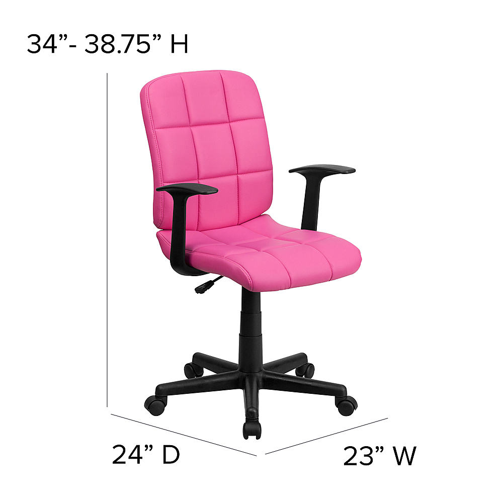 Alt View 13. Alamont Home - Clayton Modern Vinyl Swivel Office Chair with Arms - Pink.