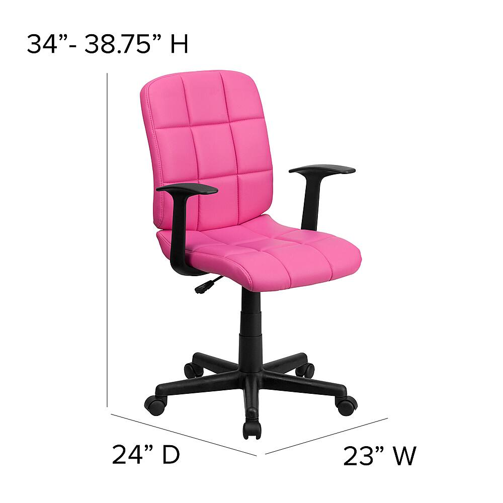 Alt View 13. Alamont Home - Clayton Modern Vinyl Swivel Office Chair with Arms - Pink.