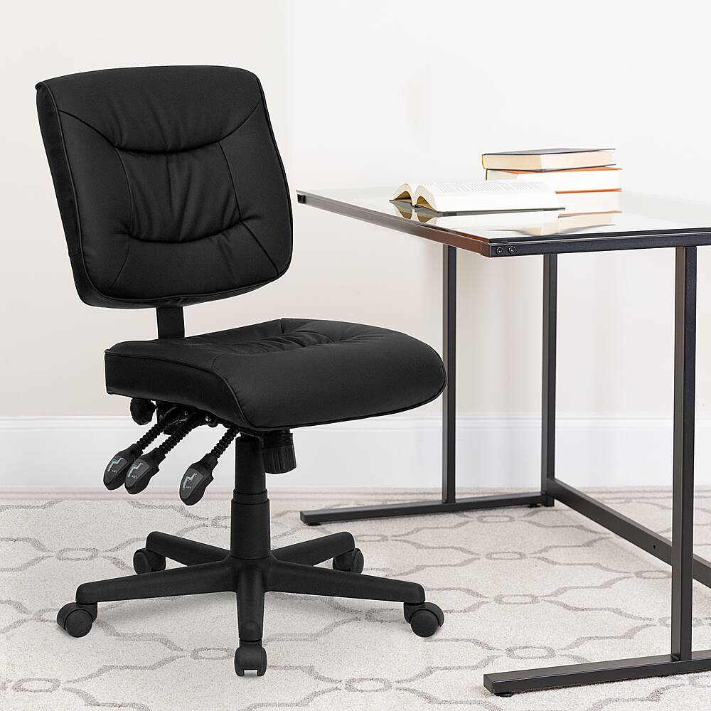 Alt View 12. Alamont Home - Cole Contemporary Leather/Faux Leather Swivel Office Chair - Black.