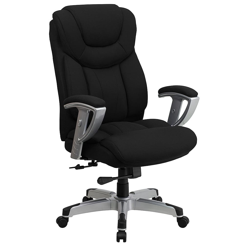 Alamont Home - Hercules Contemporary Fabric Big & Tall Swivel High Back Office Chair with Adjustable Arms - Black Fabric - Front_Zoom