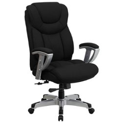 Flash Furniture - Hercules Contemporary Fabric Big & Tall Swivel High Back Office Chair with Adjustable Arms - Black Fabric - Front_Zoom