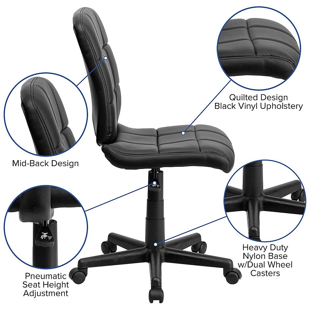 Alt View 40. Alamont Home - Clayton Modern Vinyl Swivel Office Chair - Black.