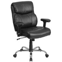 Flash Furniture - Hercules Big & Tall 400 lb. Rated Mid-Back Ergonomic Task Chair - Black LeatherSoft - Front_Zoom