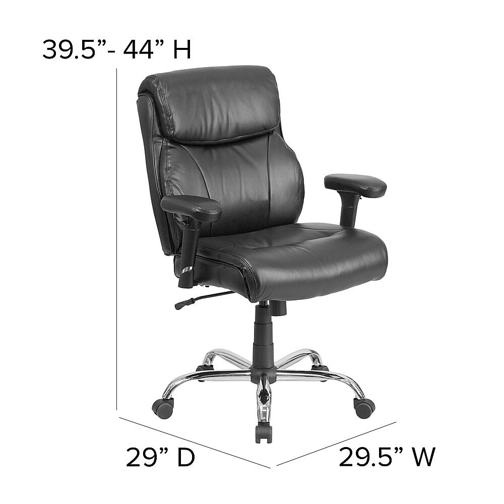 Alt View 13. Alamont Home - Hercules Big & Tall 400 lb. Rated Mid-Back Black LeatherSoft Ergonomic Task Chair - Black LeatherSoft.