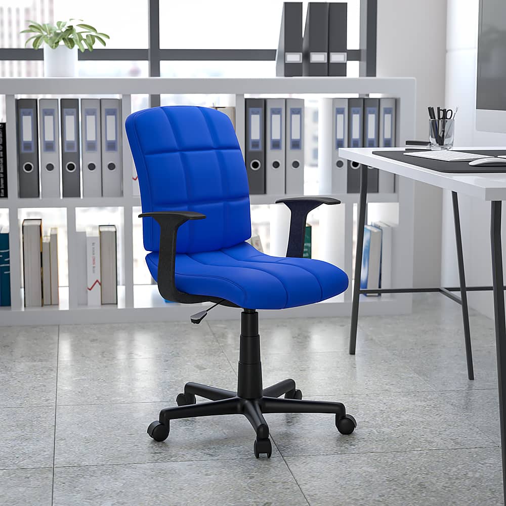 Alt View 12. Alamont Home - Clayton Modern Vinyl Swivel Office Chair with Arms - Blue.
