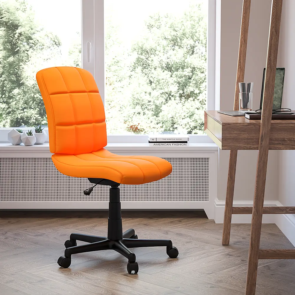 Alt View 12. Alamont Home - Clayton Modern Vinyl Swivel Office Chair - Orange.