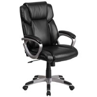 Flash Furniture - Carolyn Contemporary Leather/Faux Leather Executive Swivel Office Chair - Black - Front_Zoom