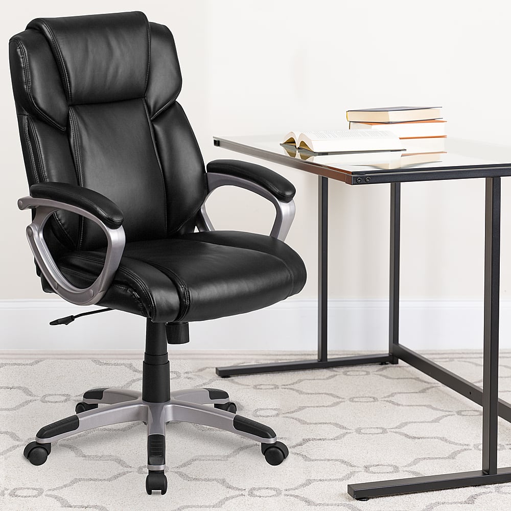 Alt View 12. Alamont Home - Carolyn Contemporary Leather/Faux Leather Executive Swivel Office Chair - Black.