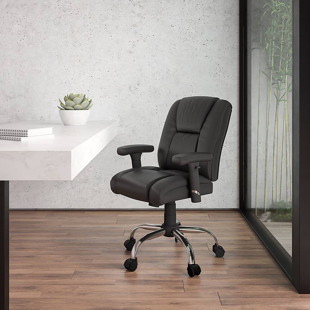 Alt View 12. Alamont Home - Hercules Big & Tall 400 lb. Rated Black LeatherSoft Chair w/Chrome Base & Adjustable Arms - Black.