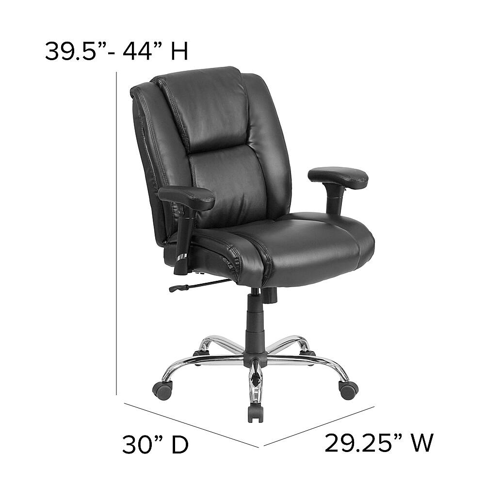 Alt View 13. Alamont Home - Hercules Big & Tall 400 lb. Rated Black LeatherSoft Chair w/Chrome Base & Adjustable Arms - Black.