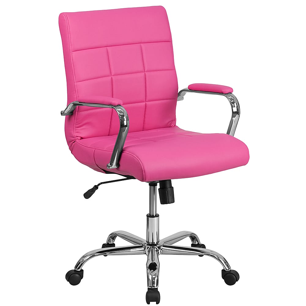 Front. Alamont Home - Vivian Contemporary Vinyl Executive Swivel Office Chair - Pink.