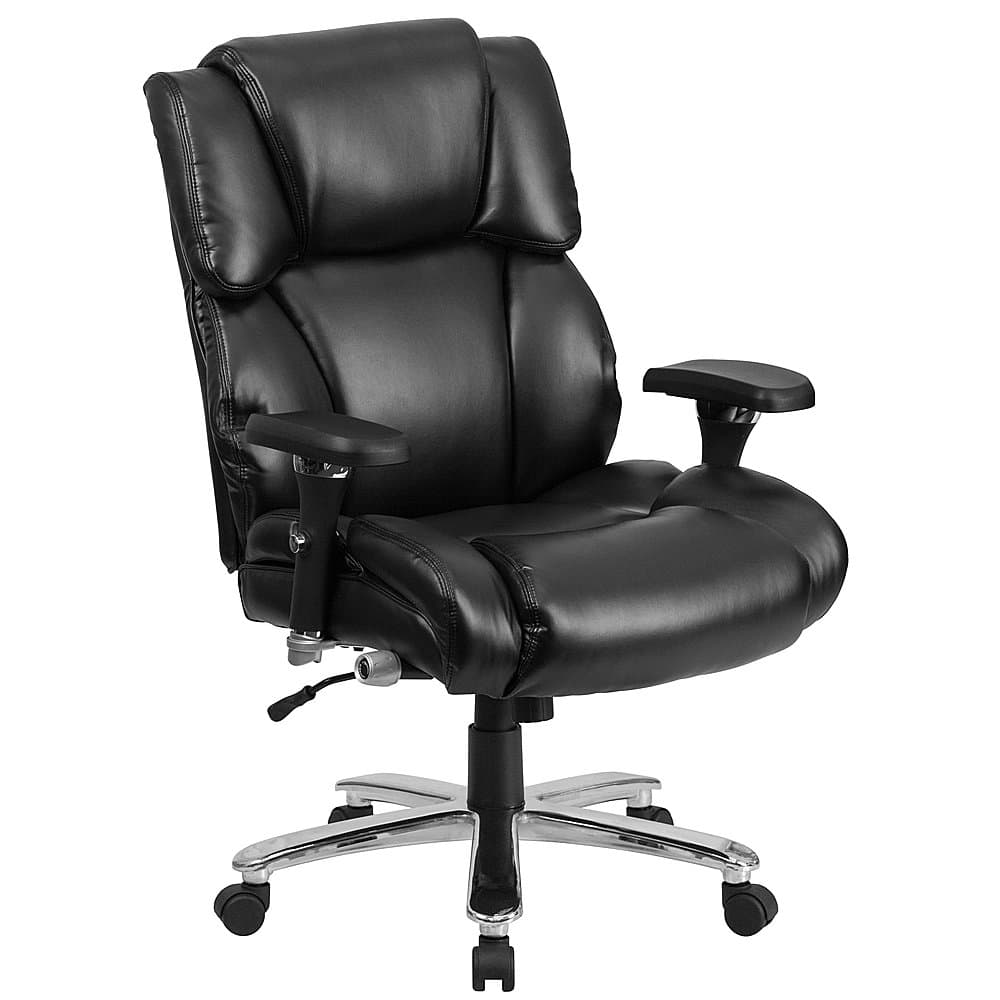 Front. Alamont Home - Hercules Contemporary Leather/Faux Leather 24/7 Big & Tall Swivel Office Chair - Black LeatherSoft.