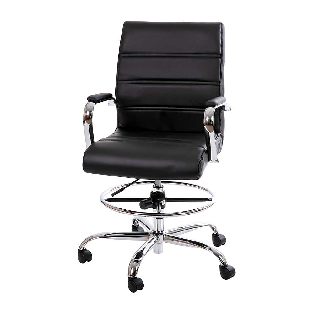 Alamont Home - Whitney Modern Leather/Faux Leather Drafting Chair - Black - Front_Zoom