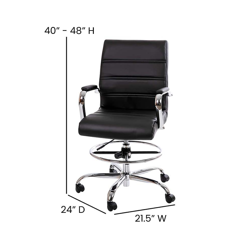Alt View 13. Alamont Home - Whitney Modern Leather/Faux Leather Drafting Chair - Black.