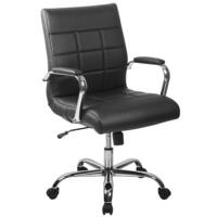 Alamont Home - Vivian Contemporary Vinyl Executive Swivel Office Chair - Black - Front_Zoom