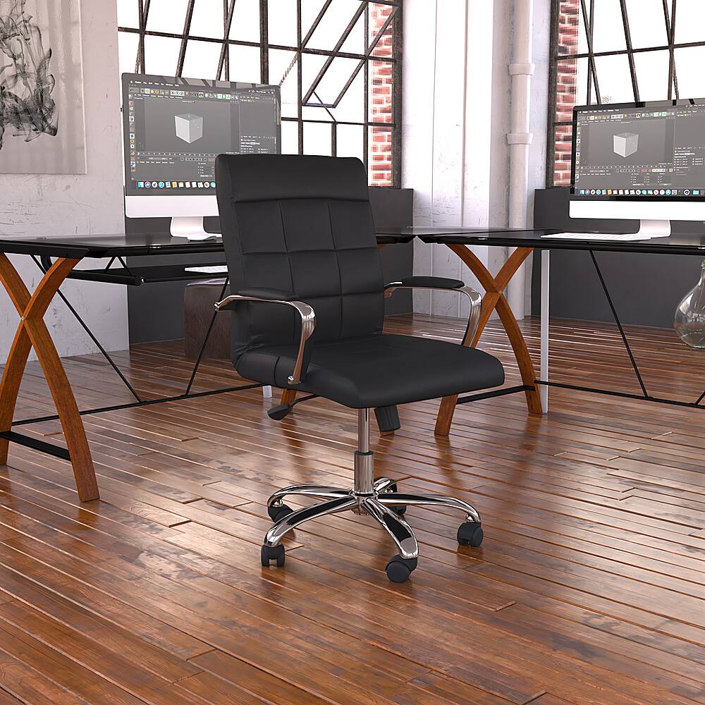 Alt View 12. Alamont Home - Vivian Contemporary Vinyl Executive Swivel Office Chair - Black.