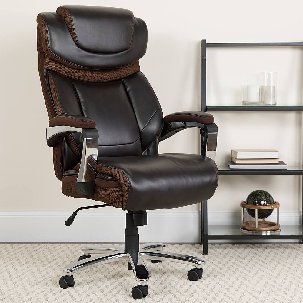 Alt View 12. Alamont Home - Hercules Big & Tall 500 lb. Rated Brown LeatherSoft Ergonomic Chair w/Adjustable Headrest - Brown.