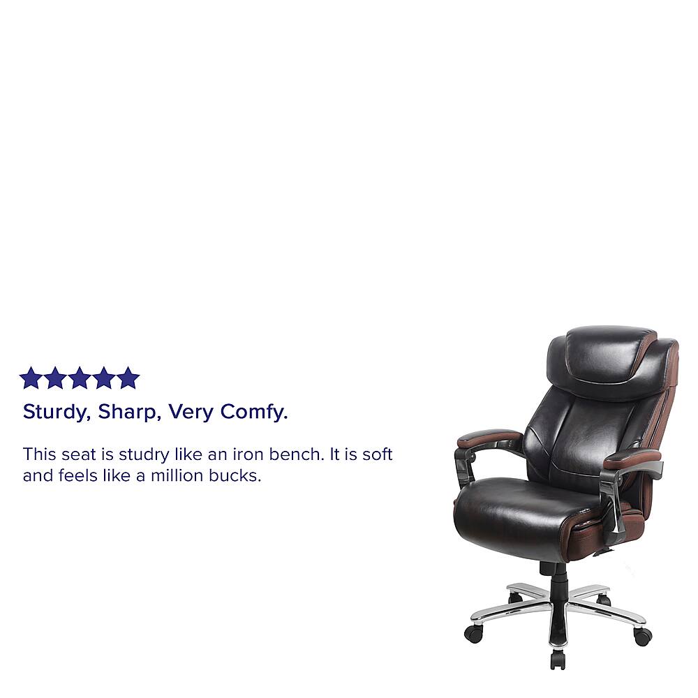 Alt View 39. Alamont Home - Hercules Big & Tall 500 lb. Rated Brown LeatherSoft Ergonomic Chair w/Adjustable Headrest - Brown.