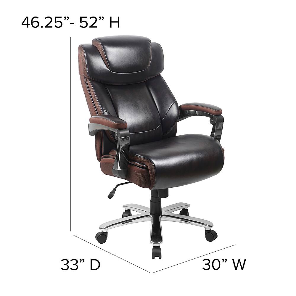 Alt View 13. Alamont Home - Hercules Big & Tall 500 lb. Rated Brown LeatherSoft Ergonomic Chair w/Adjustable Headrest - Brown.