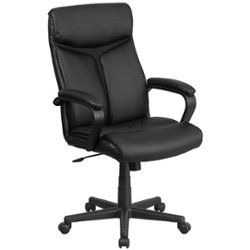 Flash Furniture - Raya Contemporary Leather/Faux Leather Executive Swivel Office Chair - Black - Front_Zoom